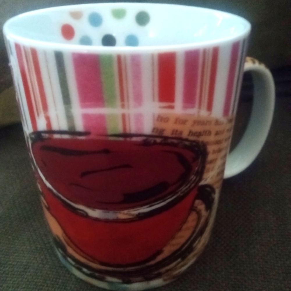 Konitz Germany Large Striped Coffee Mug With Polka Dots